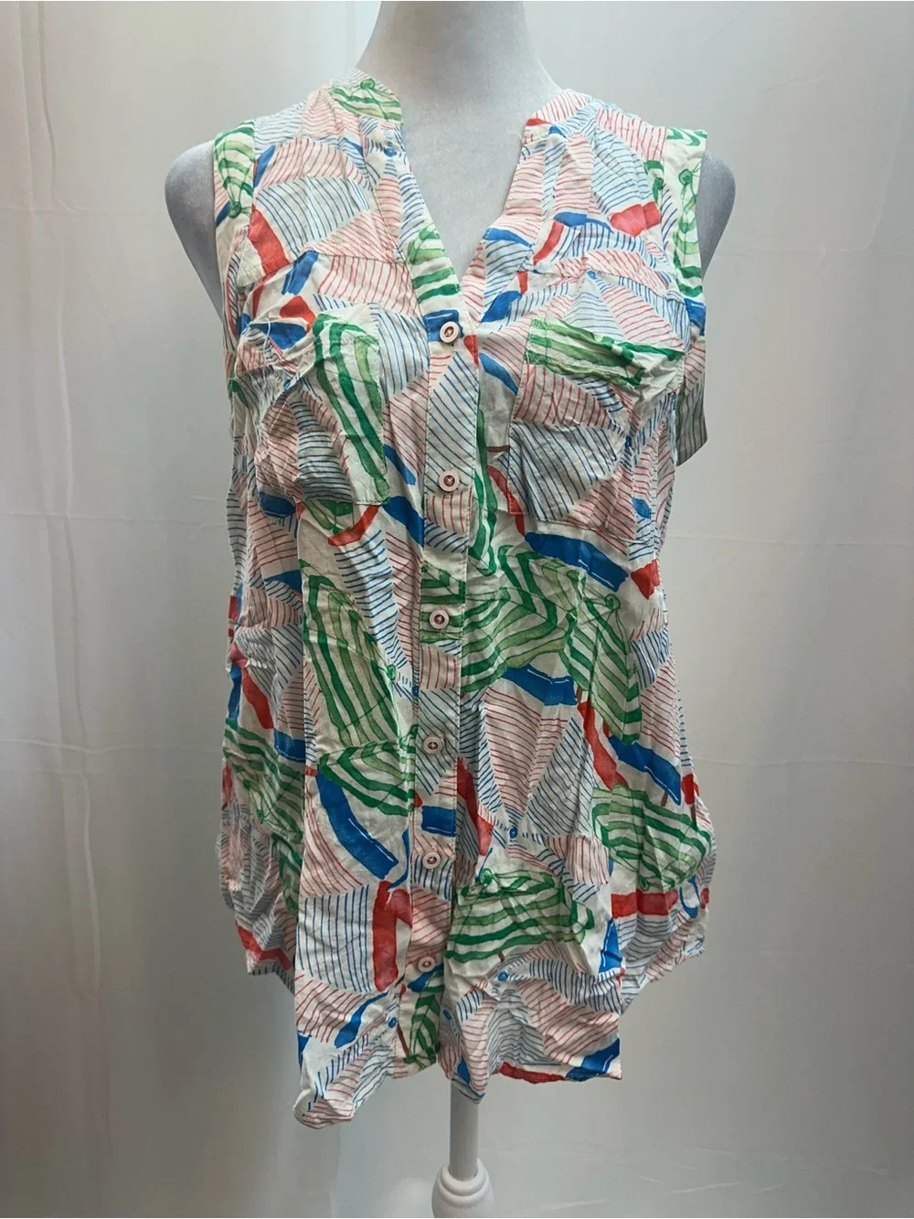 Maeve by Anthropologie Multicolor Sleeveless Button-Front Blouse 6 - Picture 1 of 4